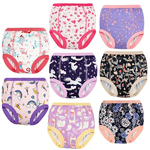 FLYISH DIRECT Baby Trainerhosen Töpfchentraining, 8er Pack Töpfchen Trainingshose für Mädchen Jungen, 2-7 Jahre, Waschbar und Wiederverwendbar, 110/4T