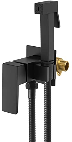 ESOP Bidet Handbrause für Toilette - Schwarz Messing, Warmes und Kaltes Wasser, Kit Mit 1.5m Brauseschlauch für WC Armaturen
