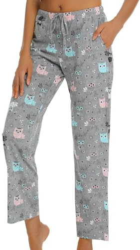 MIA LUCCE Pantalon de pyjama pour femme - Long et confortable - Pantalon de détente - Avec poches et cordon de serrage - Taille S à XXL, L