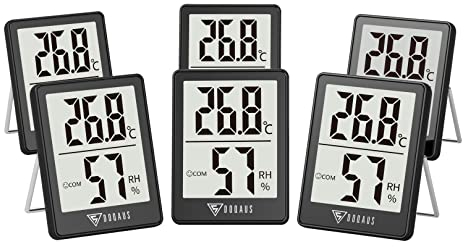 DOQAUS Digital Hygrometer Innen, 6 Stück Thermo-Hygrometer Innen Hygrometer Feuchtigkeit Raumthermometer Luftfeuchtigkeitsmessgerät mit Hohen Genauigkeit, für Innenraum, Babyraum, Wohnzimmer, Büro