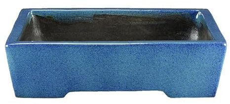 Rechteckige Bonsaischale aus blau glasiertem Steinzeug 36x24x10 cm - TY66a