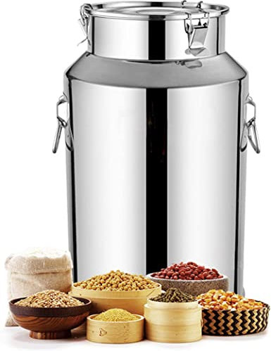 Samnuerly Cubo de Lata de Leche hermética de Acero Inoxidable 201, barriles de Transporte de Leche Gruesos, Cubo de Vino, Recipiente para lácteos, Jarra, Recipiente de té, Tapa de Sellado de Silicona