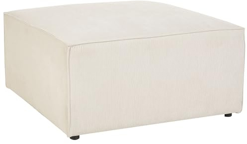 Beliani Moderne Ottomane Stoffbezug Cord beige 1-Sitzer Pouf für Modulsofa Lemvig
