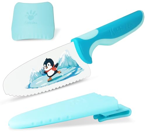 Kibbidea 2-teiliges Kindermesser, Kinder Sicherheit Küchenmesser Set, Edelstahl, Abgerundete Klinge, zum Schneiden Kochen von Obst oder Gemüse, Kinder Messer ab 3 jahre