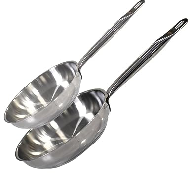 Elo 9903350 Lot de 2 poêles à frire en acier inoxydable 24 cm et 28 cm, poêle de cuisine inox, 2 poêles inox, 24 cm et 28 cm