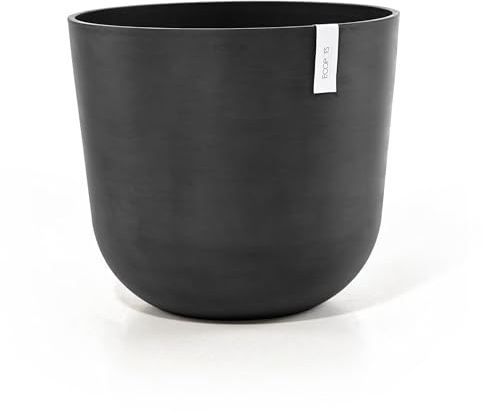 Ecopots Blumentopf Oslo Dunkel Grau - mit Wasserversorgung - Durchmesser Ø 55 cm rund groß - Pflanzentopf aus Recycling Kunststoff - Übertopf modern für Indoor und Outdoor