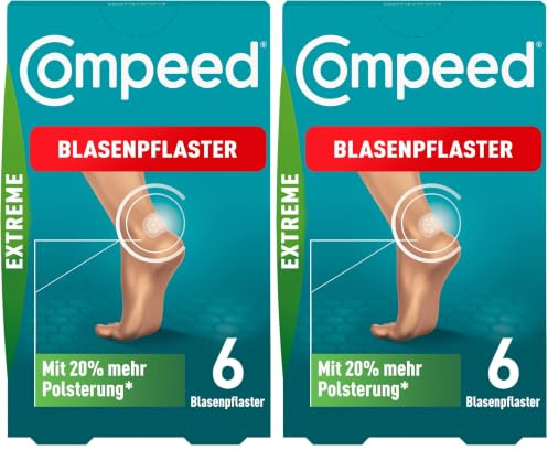 Compeed Blasenpflaster Extreme– Hydrokolloid-Pflaster für extra starken Schutz bei Blasen an den Fersen,6 Stück (2er Pack)