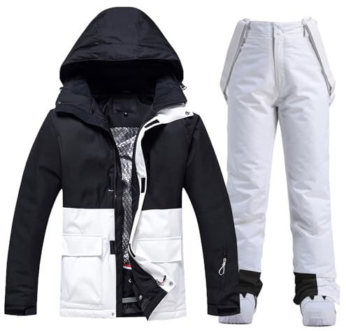 HOTIAN Giacca e Pantaloni da Sci da Donna,2 pezzi, set da sci da donna,impermeabile,antivento,invernale,caldo,sci, neve,set da snowboard