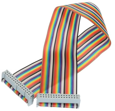 sourcing map 1 Pcs 30 Pin Flat Rainbow Ribbon Cable FC/FC Female Connector 1FT 2.54mm Pitch Breadboard Jumper Wires for Electronic Projects