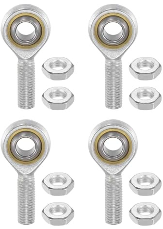Kozelo 4 Piezas SA12T/K M12 Rótula De Extremo De Barra Rótula Macho | 12mm Diámetro Interior, Acero Al Carbono 45#, M12x1.75 Hembra Roscado Derecho, Con Tuercas De Seguro