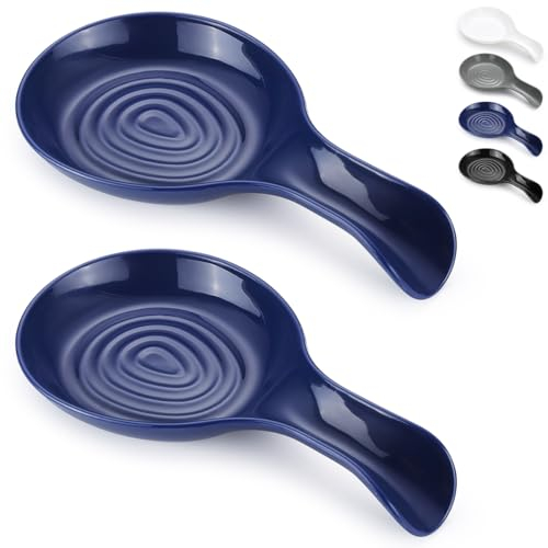 Kyraton Spoon Rest 2 Pack, Plastic Spoon Holder Kitchen Rest, Kitchen Utensil Rack for Spoons, Tongs, Spatulas, Spoon Rack for Hob, Dishwasher Safe