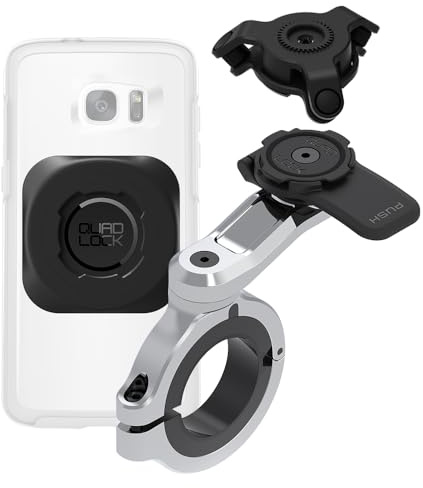 Quad Lock Motorcycle Handlebar Phone Mount PRO Chrome - Large Kit with Vibration Dampener and MAG Universal Adaptor