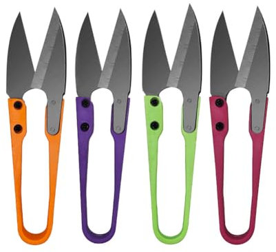 HAISHANG 4Pcs Pruning Scissors Pruner Shears for Bud and Leaves Trimmer Yarn Thread Cutter Mini Small Snips Trimming DIY Supplies, Stainless Steel Garden Scissors for Bonsai, Plant, Flower, Herb