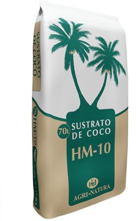 Sustrato Fibra de Coco Natural 70l -HM-10 - con pH 5,5-6 - Un sustrato Listo para Usar,en Todo Tipo de Flores y Plantas, semilleros, huertos urbanos, Plantación de Césped y Cultivos Hidropónicos.