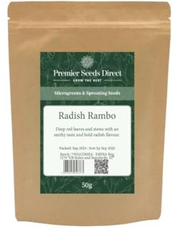 PREMIER SEEDS DIRECT - MICROGREEN/Sprouting Seeds - Radish Rambo (50 Grams)
