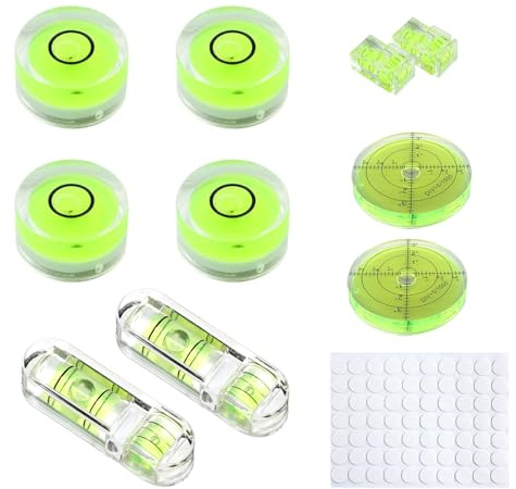 COZERI 11 Pcs Niveau à Bulle Rond & Carré, Mini Précis pour Photo & Camping | Parfait pour images stationnaires, mesure horizontale, facile à utiliser, compact et polyvalent