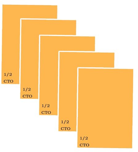 5 Pcs 1/2 CTO Light Gels Sheet,Orange Correction Filter Colored Film,Color Gels for Lighting Photography Photo Studio Led Strobe Video,16x20Inch