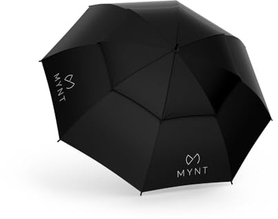 MYNT Pro Rain Automatik Golfschirm XXL (Ø 150cm) mit UV-Schutz | 60 Inch | Doppelbaldachin | Damen & Herren | Fiberglas | sturmfest | Regenschirm | groß