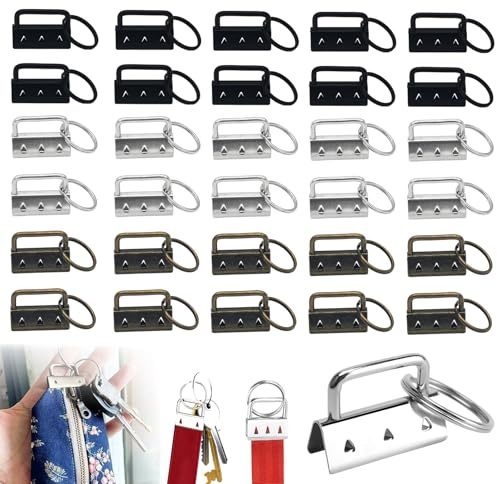30 Stück Schlüsselband Rohlinge 32mm, Filz Schlüsselanhänger Rohling, Schlüsselanhänger Hardware, Klemmschließeanhänger für Herstellung von Schlüsselbändern DIY (3 Farben) (32mm)