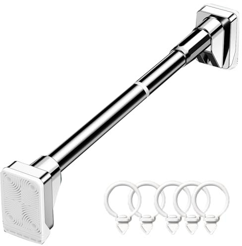 Bastone Armadio Appendiabiti Binari Estensori per Tende in Acciaio Inox con Ganci, Barra Porta Abiti Antiscivolo per Guardaroba, Kit di Supporto per Armadio Multiuso per Dormitorio(Style3,240-310cm(94