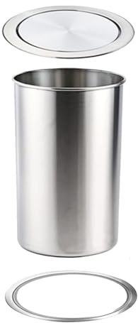 QUSYZD Poubelle Ronde de Cuisine encastrée avec Couvercle à Rabat, en Acier Inoxydable 304, Surface brossée, Grande Taille,Large