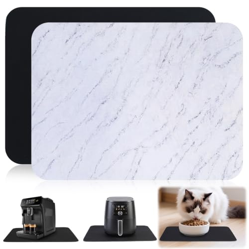 2 STK Unterlage für Kaffeemaschine Unterlage, 30x40cm Silikonmatte für Kaffeevollautomat, Anti-Rutsch Gleitbrett Abtropfmatte Geschirr Spüle, Hitzebeständige Heißluftfritteusenmatte Kaffeematte