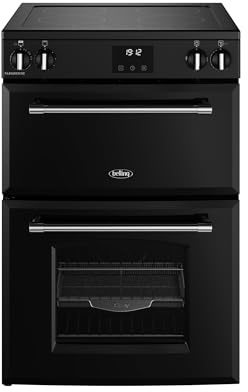 Belling 60cm wide Double Oven Farmhouse 60Ei TCH Mini Range Electric Cooker with Induction Hob - Black - A/A Rated