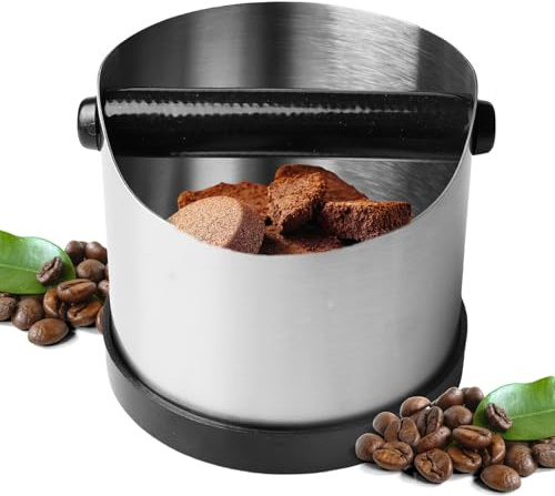 Récipient De Tapotement Pour Porte Filtre, Boîte À Café Knock Cuboïde, Boite Café Knock Box, 700ML Bac À Marc De Café, Tampon À Café En Acier Inoxydable Pour Machine À Expresso Porte-Filtre (Argenté)