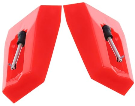 Aguja de Repuesto Roja 2 Piezas, para Tocadiscos de Vinilo | Cartucho para Discos, Plástico y Aluminio, Diseño Clásico, Sonido Mejorado, para Equipos Antiguos y Modernos