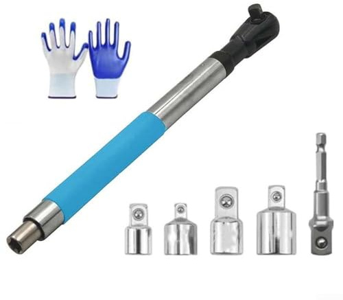 Hasaller Wrench Extenders Socket Wrench Extender Tool Heavy Duty Socket Wrenches Extension Bar with Quick Change System and Non-Slip Handle for Socket Ratchet Drive(1 Set)