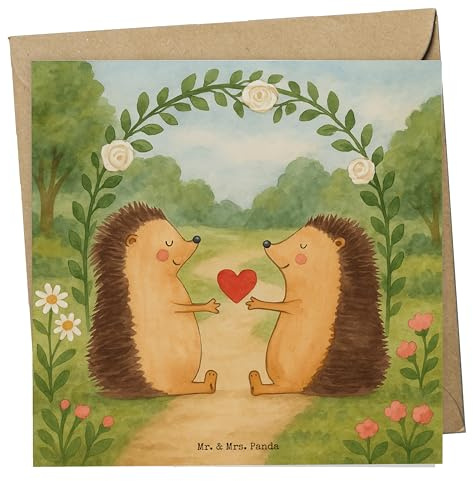 Mr. & Mrs. Panda Grußkarte Hochzeit Igel Design - Geschenk, Pärchen, Liebe, faltkarte, Hochzeitskarte, glücklich, Glückwunschkarte, Freund, doppelkarte, anlasskarte, Klappkarte
