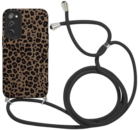 Xylota Handyband für Samsung Galaxy A56 5G Hülle mit Band, Aesthetic Muster Design Handyhülle zum Umhängen mit Kette Kordel Schlüsselband, Stoßfeste Mädchen Silikon Schutzhülle,Leopard 01