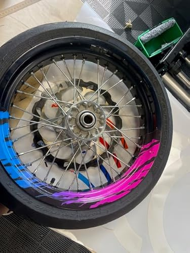 Adesivi per cerchioni moto 17 pollici, adesivo decorativo per cerchioni, adesivo per cerchioni moto 17 pollici - set di adesivi decorativi (bi-colore)