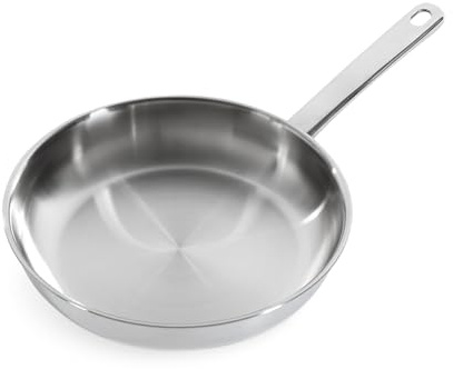 BK Bright 18/10 Edelstahl Bratpfanne Ø 20 cm, Professionelles Kochen, Unbeschichtet,3-Ply,Bleiben-Kühl Griff,Universalpfanne,Induktion,Edelstahl Poliert,Backofenfest Bis 230°C,Spülmaschinenfest,Silber