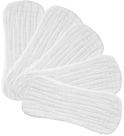 TOYZFRIENDY 5pcs Reusable Diaper Inserts Breathable Pure Cotton Soft Comfortable Fit White Small 35x15cm for Newborn Babies Outings