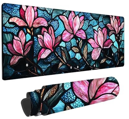 Alfombrilla Ratón XXL Grande Gaming Mouse Pad 1600 x 800 mm, Impermeable Antideslizante Mousepad, Lavable, Alfombrilla Escritorio con Base de Caucho para Gamers, PC y Portátil - (Magnolia Rosa) G-888