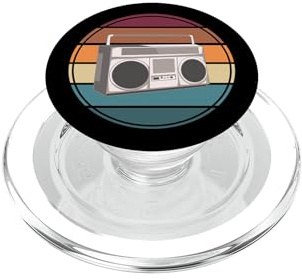 Gráfico Retro Vintage de Boombox, Amante de la música de la Vieja Escuela PopSockets PopGrip para MagSafe