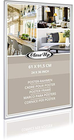 Close Up Alu Posterrahmen, Hochwertiger Wechselrahmen, 61 x 91,5 - Silber matt, f. große Poster