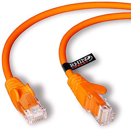 rhinocables CAT 6 High-Speed Gigabit Ethernet Cable - Patch Network Lead for LAN| Snagless UTP With LSZH Jacket | RJ45 Connector - Internet, Router, Modem, Smart TV, PC & More (1m, Orange, Pack of 1)