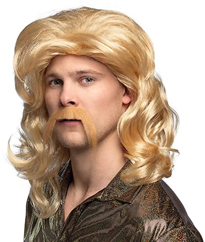 Boland 85724 - Perücke Barry mit Schnurrbart, Blond, Kunsthaar-Frisur, Vokuhila, Kopfbedeckung, Karneval, Mottoparty