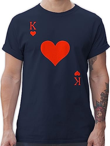 T-Shirt Herren - & Fasching - Herz König Spielkarte I King Queen Kartenspiel Karneval Herzkönig Spielkarte Herzkönig Karte I Poker King of Hearts - XL - Navy Blau - Gruppen Tshirts