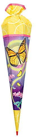 ROTH Schultüte Stoffwunder - Schmetterling 85 cm groß - 6-eckig Stoffschultüte Spitze