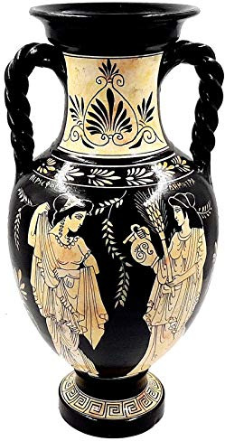 Griechische Keramikvase, weiίfigurige Amphore, 36 cm, Göttin Demeter, Persefone