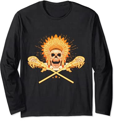 Lacrosse Spieler Indianer Helm Langarmshirt