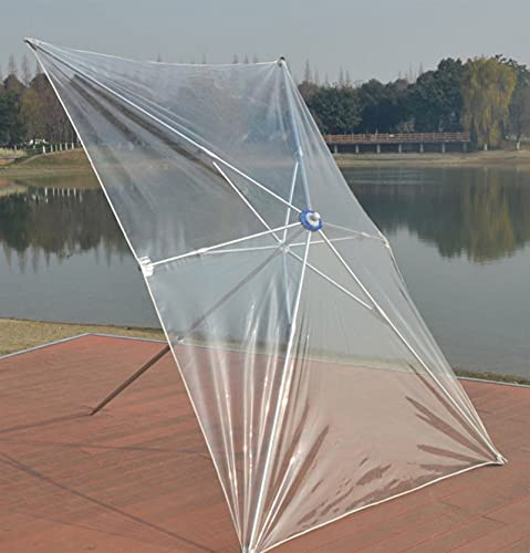 JLXJ Garden Parasols 2m /6.5ft Clear Patio Parasols Square for Outdoor Garden, Pvc Waterproof Wind Resistant Umbrella for Pool Deck, Backyard, Steel Poles