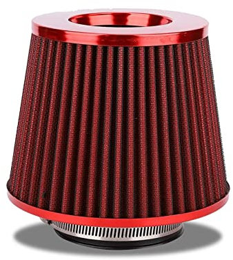 Filtre à air, kit de filtre à air universel à tête de champignon multi-diamètre à haut débit en fer universel de 63 mm pour voiture(rouge)