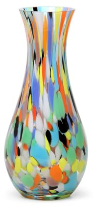 Ca D ORO Farbige Glasvase, Konfetti-Effekt, mundgeblasenes Kunstglas im Murano-Stil, für Blumen, Raumdekoration und Tafelaufsatz, Modell Nr. 83