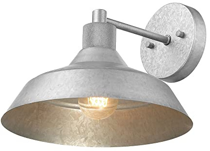 GLOBE Electric 44840 Sutton Outdoor/Indoor Wall Sconce, Galvanized Metal, Textured Socket Detail, Bulb Not Included