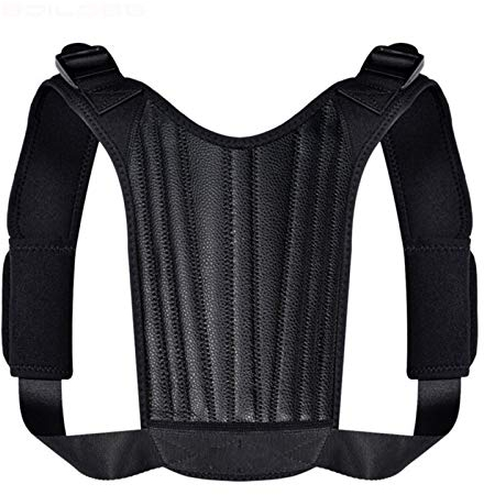 Rückenstütze aus Leder, Wirbelsäule, Haltungskorrektur, 3 Federn, Unterstützung, Schulter, Rückenstütze, Gürtel, verstellbar, gerader Riemen, Unisex (Size : One Size) (One Size) Double the comfort