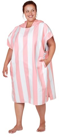 Dock & Bay Strandponcho für Erwachsene - Kapuzenhandtuch mit tiefen Taschen - Für Strand & Pool - Super Saugfähig, Schnell Trocknend - Cabana - Malibu Pink, Large (105x80cm, 41x31)